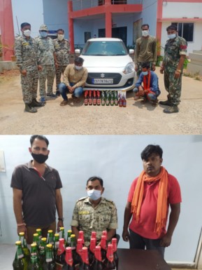 शराब तस्करों पर बस्तर पुलिस की पैनी नज़र, दो मामलों में तीन तस्करों को अवैध शराब सहित नगरनार पुलिस ने किया गिरफ़्तार